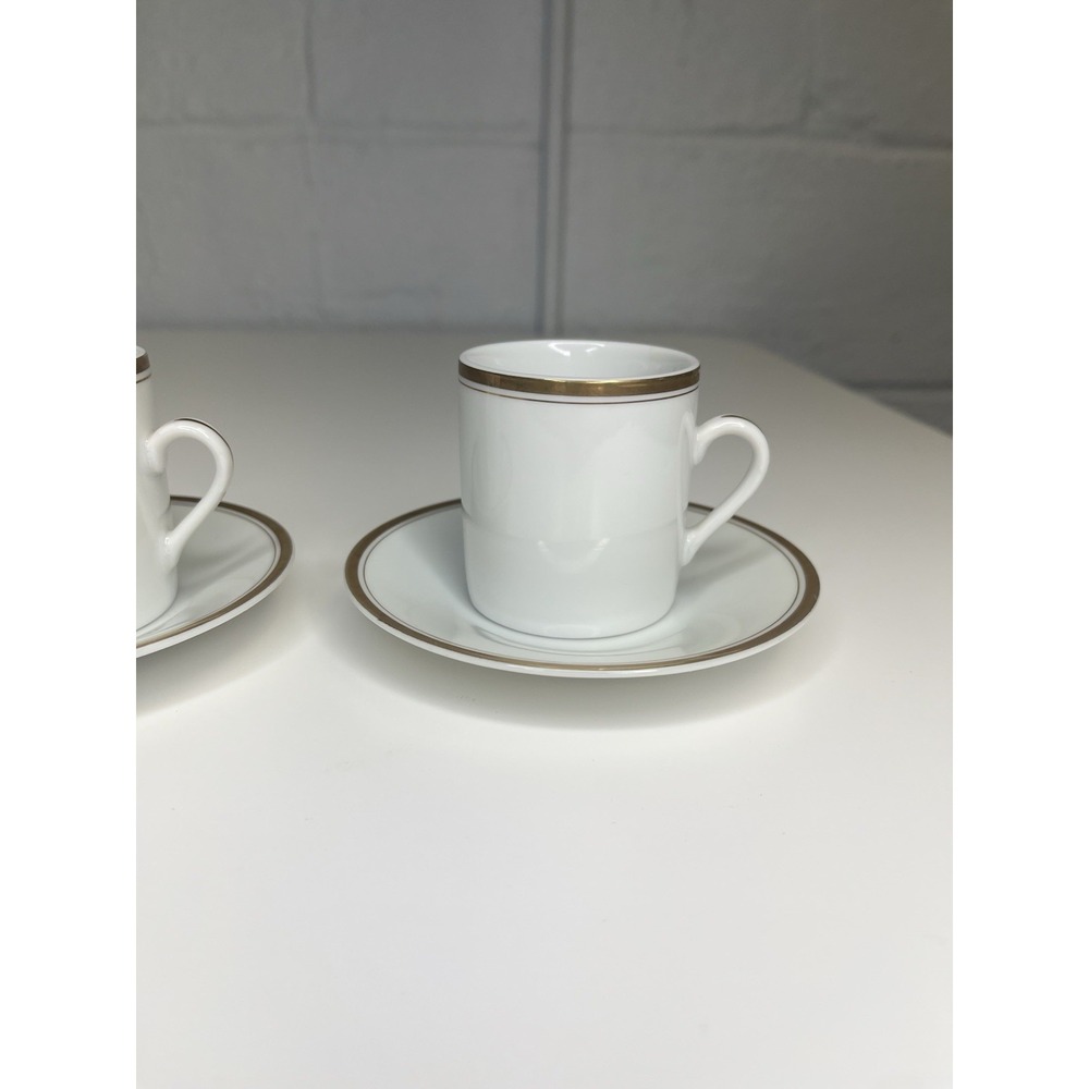Williams Sonoma Brasserie Gold Trim Demitasse Espresso Cup‎ & Saucer Set 2 Japan - Picture 3 of 14